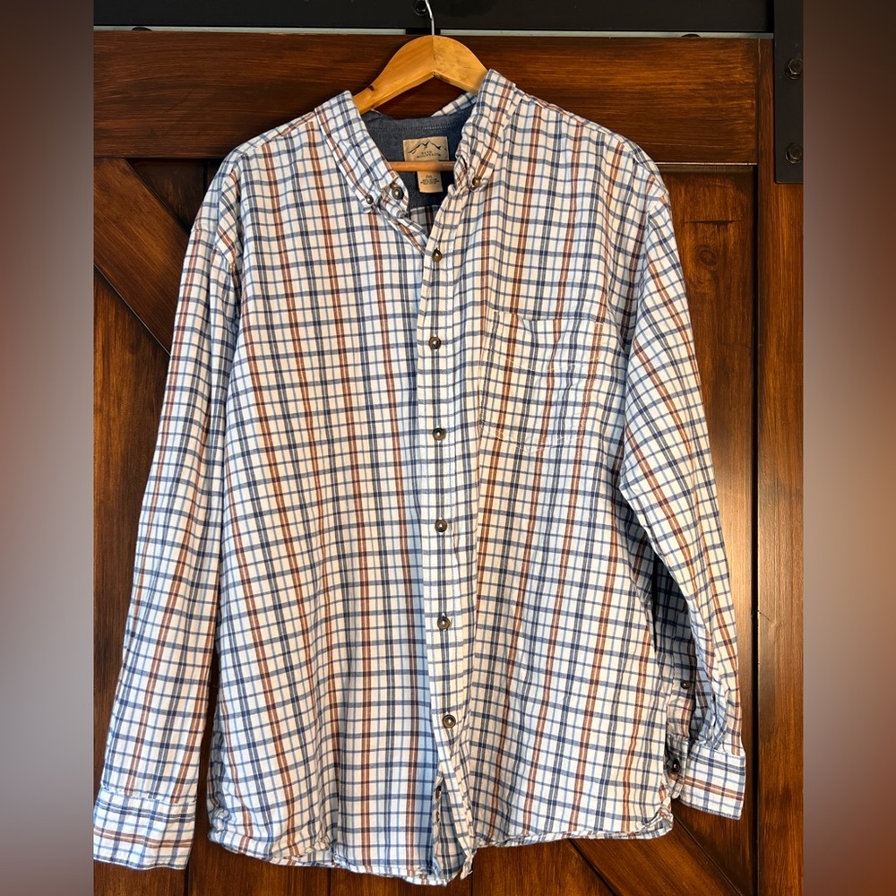 Blue Mountain Men's 2XL‎ Plaid Button-Down Long Sleeve Shirt